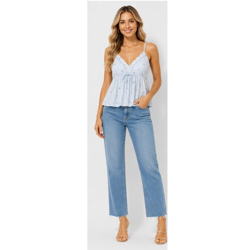 NWT SO Light Blue Floral Peplum Camisole - Size M